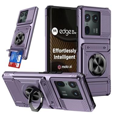 Imagem de HTXWXJC Capa para Moto X50 Ultra, capa carteira Motorola Edge 50 Ultra, capa protetora com suporte magnético de anel, capa de telefone para Motorola Moto Edge 50 Ultra roxa