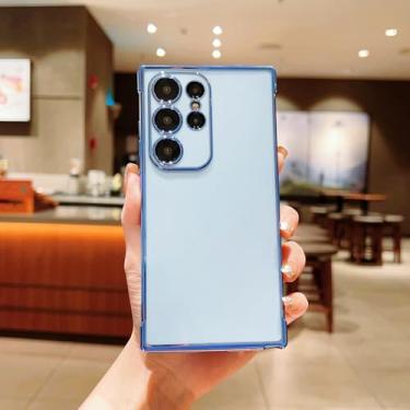 Imagem de Capa de celular luxuosa com revestimento bumper para Samsung S25 S24 S23 S22 Plus Ultra S20 S21 Fe A16 A55 A54 A35 A53 A33 A15 A25 A13 A52 (para S23 Ultra/azul marinho)