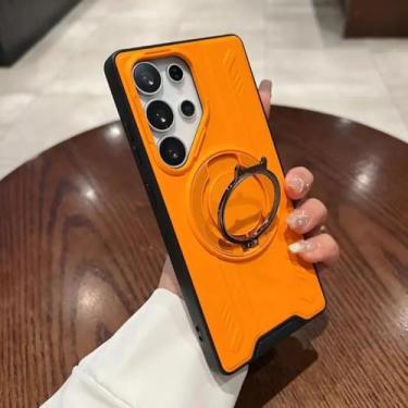 Imagem de Capa protetora para celular Samsung Galaxy S22 S23 S24 S25 Ultra Plus com suporte magnético (para S25plus/laranja)