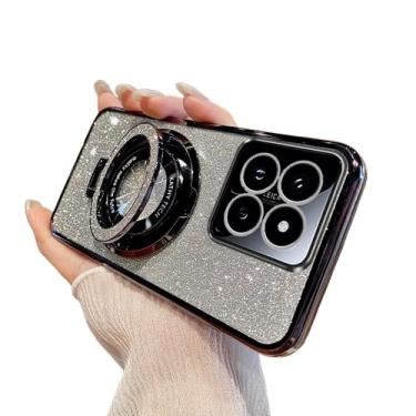 Imagem de Asdsinfor Capa para Xiaomi 14T Pro, [cartão de glitter e suporte] Capa de silicone transparente macia e fofa para mulheres e meninas, à prova de choque, flexível [proteção total da lente da câmera