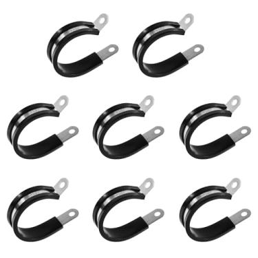 Imagem de FOCMKEAS 8 braçadeiras de metal isoladas acolchoadas de 30 mm. Braçadeiras de cabo tipo R de aço inoxidável 1-3/16 para tubo, linha, suporte de mangueira de ar, suporte de mangueiras, suporte de tubo