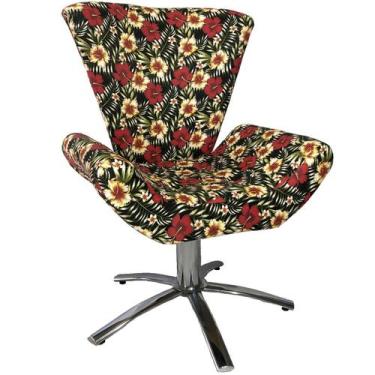 Imagem de Poltrona Giratória Elegance Jacquard Floral Ibisco - Sua Casa Decor