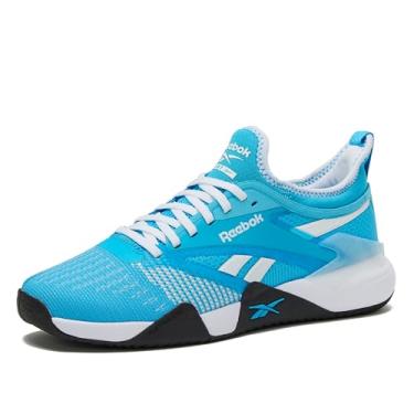 Imagem de Reebok Tênis masculino Nano Court Sport Pickleball ou tênis masculino, Future Cyan/Calçado Branco/Preto, 13 Women/11.5 Men