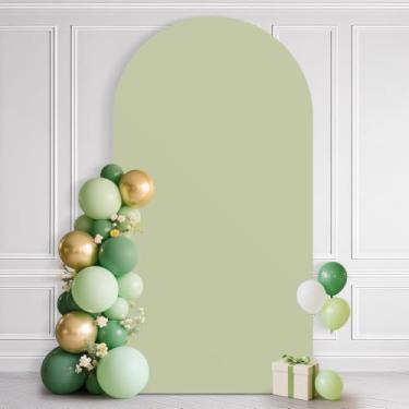 Imagem de Ledido Capa de arco de casamento 2,5 m, arco de 2,5 m, capa elástica com arco elástico, cobertura verde chiara para decoração de festa de aniversário, chá de bebê, verde sálvia