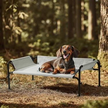 Imagem de Gardner Pet Cama elevada para cães pequenos, cama elevada ao ar livre, impermeável, portátil, refrescante, para animais de estimação, cama de rede com grade de proteção de 3 lados, malha respirável