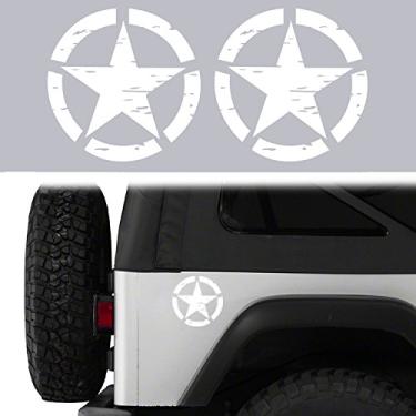 Imagem de Hooke Road Adesivo Star Bumper Body Truck Carros Decoração para Jeep Wrangler YJ TJ JK JL Gladiador Tundra Tacoma F150 RAM caminhonetes todos os carros - Branco, 16 cm