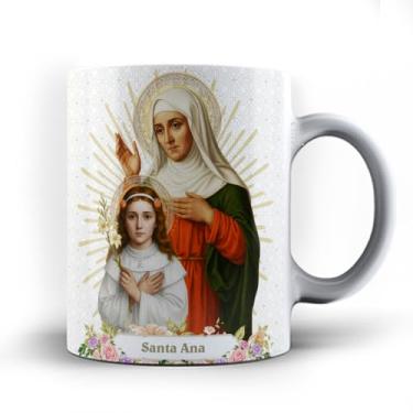 Imagem de Caneca xicara Fé Católica Santa Ana com Oração 25 (Verde)