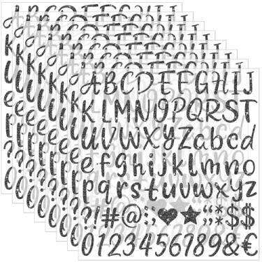 Imagem de 648 pçs adesivos de letras glitter alfabeto adesivos autoadesivos à prova d'água vinil pequenas letras ABC para graduação tampa garrafas de água copo caixa de correio número scrapbooking caderno placa