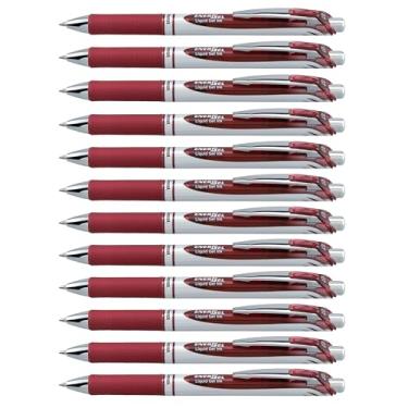 Imagem de Pentel Caneta de tinta gel líquido retrátil EnerGel RTX (0,7 mm), linha média, tinta bordô, caixa com 12 canetas (BL77-BG)