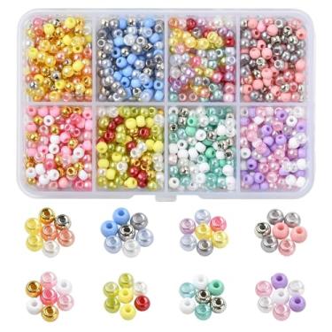 Imagem de UR URLIFEHALL 800 peças aleatórias Rondelle contas de acrílico multicoloridas opacas pequenas contas de pônei para pulseira, brinco, colar, joias, artesanato, decoração artística