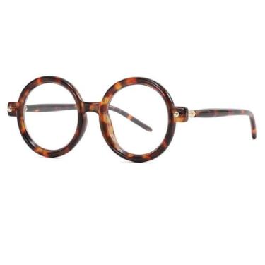 Imagem de Armação de óculos redonda retrô masculina e feminina anti-luz azul (4)