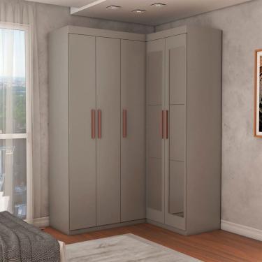 Imagem de Guarda-Roupa Solteiro Modulado Odisseia 5 Portas 12 Prateleiras com Espelho Onix - Panorama Móveis