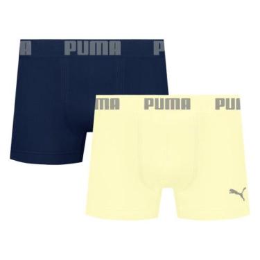 Imagem de Kit 2 Cuecas Puma Boxer Sem Costura Masculina, Marinho, Amarelo, EG