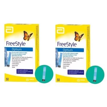 Imagem de Kit 2 Tiras De Glicose Freestyle Optium Controle 50 Unidades - Abbott