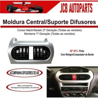 Imagem de Moldura Central Suporte Difusor Corsa Montana Relógio Prata - Autoplas
