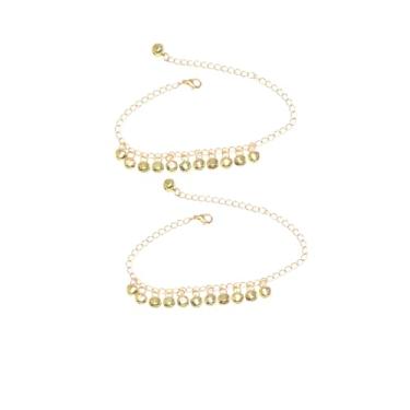 Imagem de Kysin Chiys Conjunto de 2 peças, pulseira de tornozeleira com franja de sino boêmio, vintage, sons de sinos, contas, pingente ajustável, corrente indiana descalço gótica hippie, tornozeleira, verão