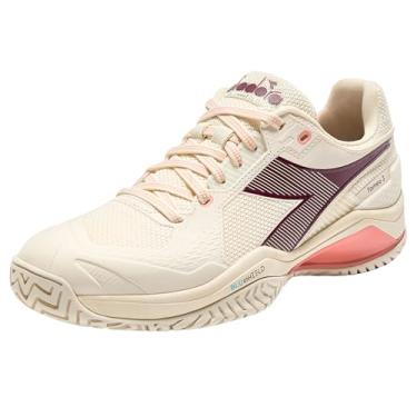 Imagem de Diadora Tênis feminino Blushield Torneo 3 All Ground, Faixa Whisper Branco/Maroon Banner/Desert Flower, 41