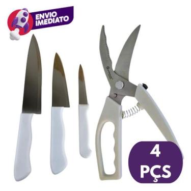 Imagem de Kit 04 Pç Tesoura Trinchante Multifunções Cortar Aves Peixe Carne E Jo