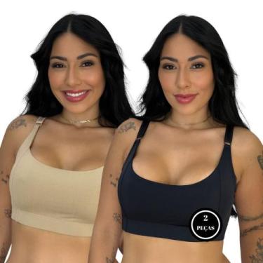 Imagem de Kit 2 Sutiã sem Bojo Microfibra com Alças Reforçada Sustentação - c5 K