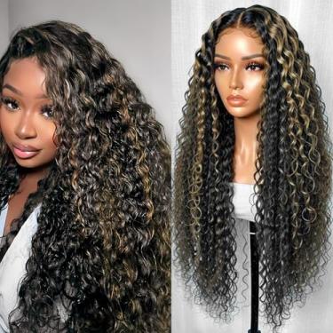 Imagem de Siliduo FB27 Highlight Water Wave Lace Front Wigs cabelo humano HD transparente 33 x 15 linha do cabelo pré-arrancada com cabelo de bebê 200% densidade 100% virgem Remy Swiss Lace nós descoloridos
