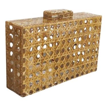 Imagem de Bolsa Clutch De Festa Feminina Acrílico Transparente Palhinha - Lika, 