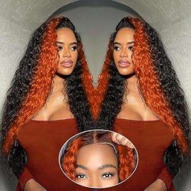 Imagem de FKFO 250 Densidade Curly Lace Front Wigs Cabelo Humano Pré-Arrancado Linha Fina Peruca Sem Cola 13X6 Hd Lace Frontal Wigs Para Mulheres Ginger Orange Colored Ombre Wig Cabelo Virgem Brasileiro 28 Po