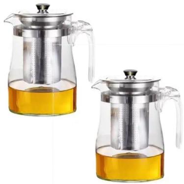 Imagem de 2 Chaleira de Vidro com Infusor de Chá Aço Inox 600ml - Bw Boutique