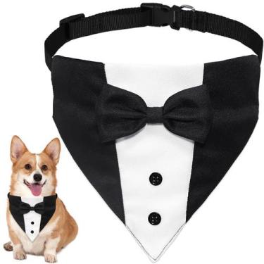 Imagem de Coleira de bandana de smoking para cães GOYOSWA para cães pequenos, mé