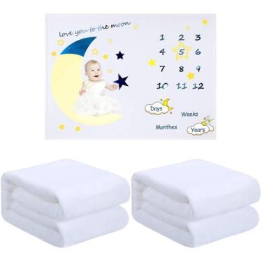 Imagem de Cobertor de bebê Boao Sublimation Fuzzy Soft Warm 76x102cm branco
