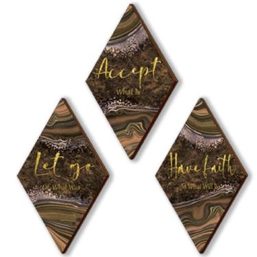 Imagem de Decoração de parede ONIZHITY Banheiro Marrom Gold Placas de madeira (3