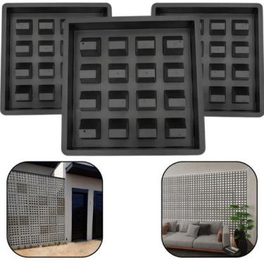 Imagem de Kit 3un Molde Plastico 39x39x7 Elemento Vazado Forma Cobogó Combosé Pa