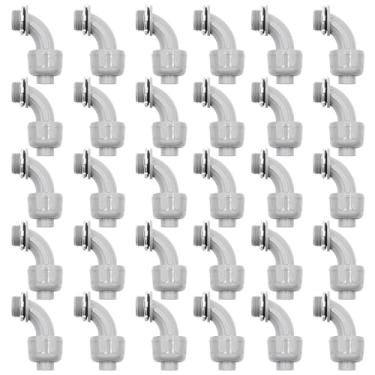 Imagem de AIRTAK Pacote com 30 conectores de conduíte de líquido não metálicos de 1,27 cm NPT de 90 graus para conduítes elétricos flexíveis de PVC cinza - externo