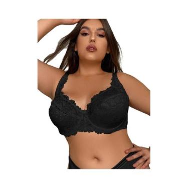 Imagem de Sutiã feminino plus size sexy renda roupa íntima sutiã fino copo E sut