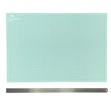 Imagem de Base Placa Dupla Face de Cortar Papel e Tecido 60x45 + Régua de Inox 6