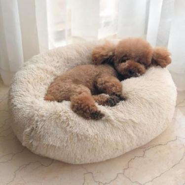 Imagem de CAMA PET DONUT NUVEM PELUCIA GG 70CM REDONDA CAMINHA PELUCIADA NINHO CASINHA CASA TOCA COLCHONETE Cachorros E Gatos FUNDO ANTIDERRAPANTE QUALIDADE PREMIUM GG 70CM (CREME)