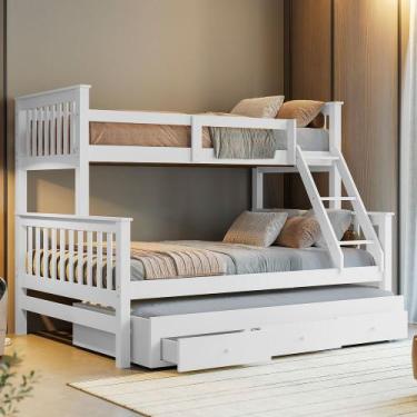 Imagem de Treliche Com Cama Casal Madeira Maciça Aux Solteiro Com Gavetas Woodst