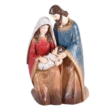 Imagem de Dicksons Estatueta individual do presépio de Natal 8 x 15 cm resina família sagrada acabamento em grão de madeira
