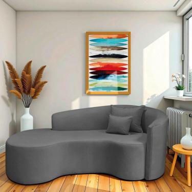 Imagem de Recamier Curvo Orgânico 200cm 3 Lugares Lado Esquerdo para Sala de Estar Linho Londres Cinza Escuro