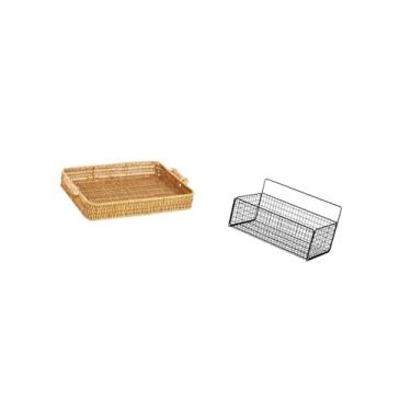 Imagem de Bothyi Cestas de Frutas Trançadas para Pendurar Na Parede, Cesta de Arame para Armazenamento de Lanches, Tigela para Servir Pão, Prato para Cozinha, Banheiro