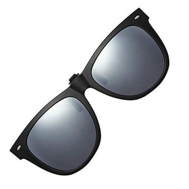 Imagem de OopsMi Óculos de sol polarizados unissex antirreflexo para dirigir com flip up para óculos de grau (lentes prateadas)