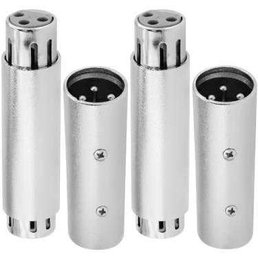 Imagem de BENACES Adaptadores estéreo XLR macho e XLR fêmea (2 pares), conector XLR balanceado macho para macho e XLR fêmea para fêmea Conversores de áudio estendidos para transmissão de sinal de áudio de