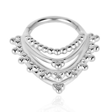 Imagem de Vankula Anel de septo de 16G/8 mm, hipoalergênico, segmento de nariz, brincos de cartilagem, piercing corporal, para DaithTragus Rook, homens e mulheres, 1.2mm(16G)*10mm, Metal, Sem Pedra Preciosa