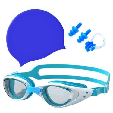 Imagem de Kit Óculos Touca Silicone Protetor Nasal Aurícular Natação Profissiona