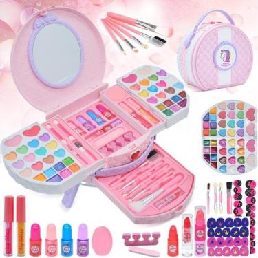 Imagem de Conjunto de maquiagem Amerrly Kids, lavável, seguro com capa de pentea