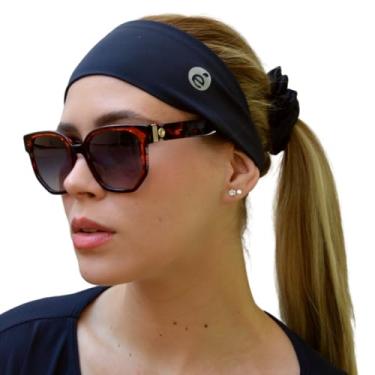 Imagem de Kit Faixa De Cabeça + Scrunchie Esportiva Headband Testeira UV50+ (Preto)