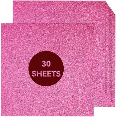 Imagem de Cartolina com glitter rosa, 30 x 30 cm, papel para Cricut, cartolina grossa para fazer cartões, álbuns, artesanato (250 g/m2, 30 folhas)