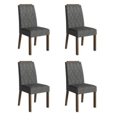 Imagem de Kit 4 Cadeiras de Jantar 4256 com Espaldar Rustic/Silver Madesa, Rusti