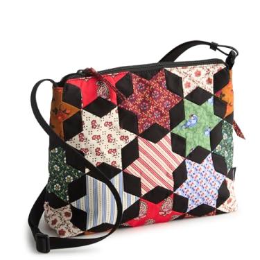 Imagem de Vera Bradley Bolsa tiracolo hipster com zíper original de algodão premium, patchwork estrela