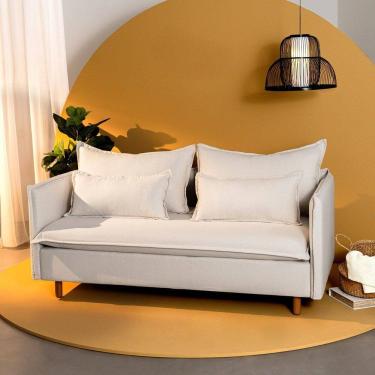 Imagem de Sofá Modular 2 Lugares Pé Madeira Sôma Cabecasa Madeiramadeira Linho Natural