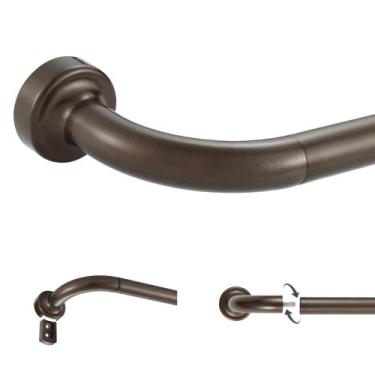 Imagem de Varão de cortina Lwiiom Dark Bronze Disc 70-120 cm montado na parede